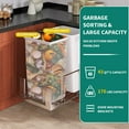 Dextrus Double 43 Quart PullOut Trash Can Recycling Bin with Lid, Sliding Kitchen Waste Garbage