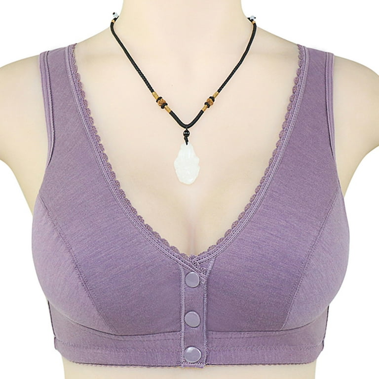 DORKASM Plus Size Front Closure Bras Purple Breathable Padded Soft