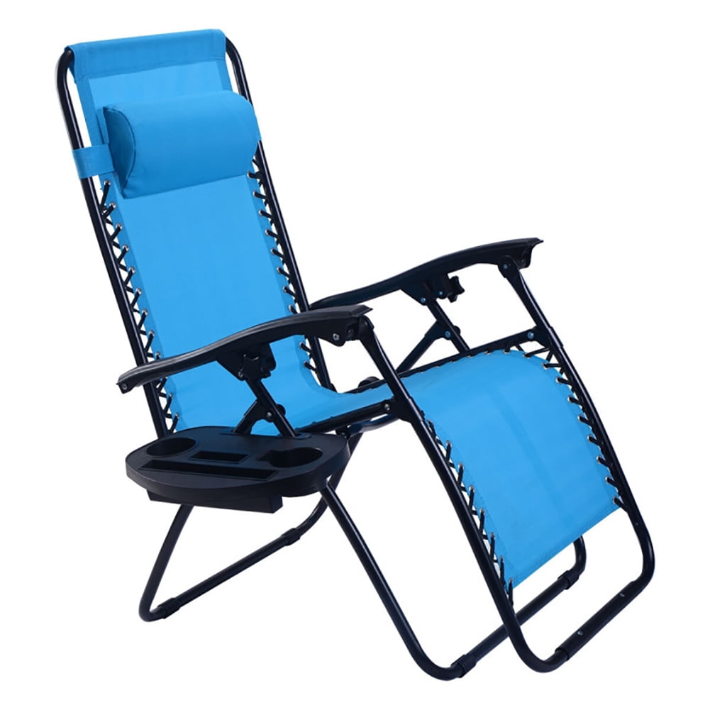 Aimee Lii 2 Pieces Folding Recliner Zero Gravity Lounge Chair, Outdoor Patio Furniture, Light Blue