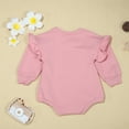 thumbnail image 3 of lnmuld Kids One-piece Solid Color Girls Long Sleeve Romper Jumpsuit with Crewneck Sweatshirt and Oversized Ruffle Detail Cozy Fall Bodysuit Outfit Size:3-6 Months, 3 of 7