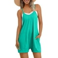 thumbnail image 2 of DUMUIELD Womens Rompers Summer Casual Loose Sleeveless Overalls Spaghetti Strap Shorts Jumpsuit 2025 Beach Vacation Jumpers Mint Green,L, 2 of 7