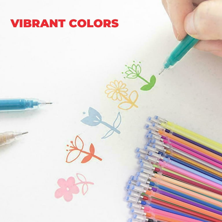 ZSCM 100 Colors Gel Pen Ink Refills Glitter Neon Gel Ink Pens Refills  Replace Cartridges for
