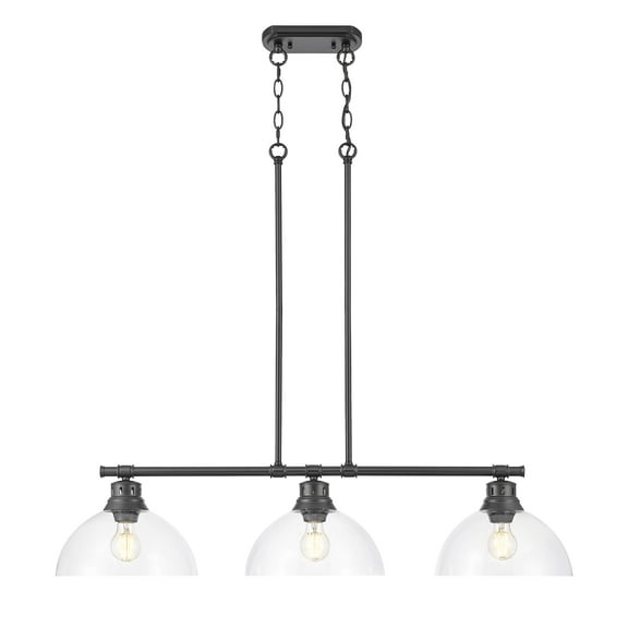 Yep by Golden Lighting Duncan 3-light Island Light in Matte Black and Clear Glass