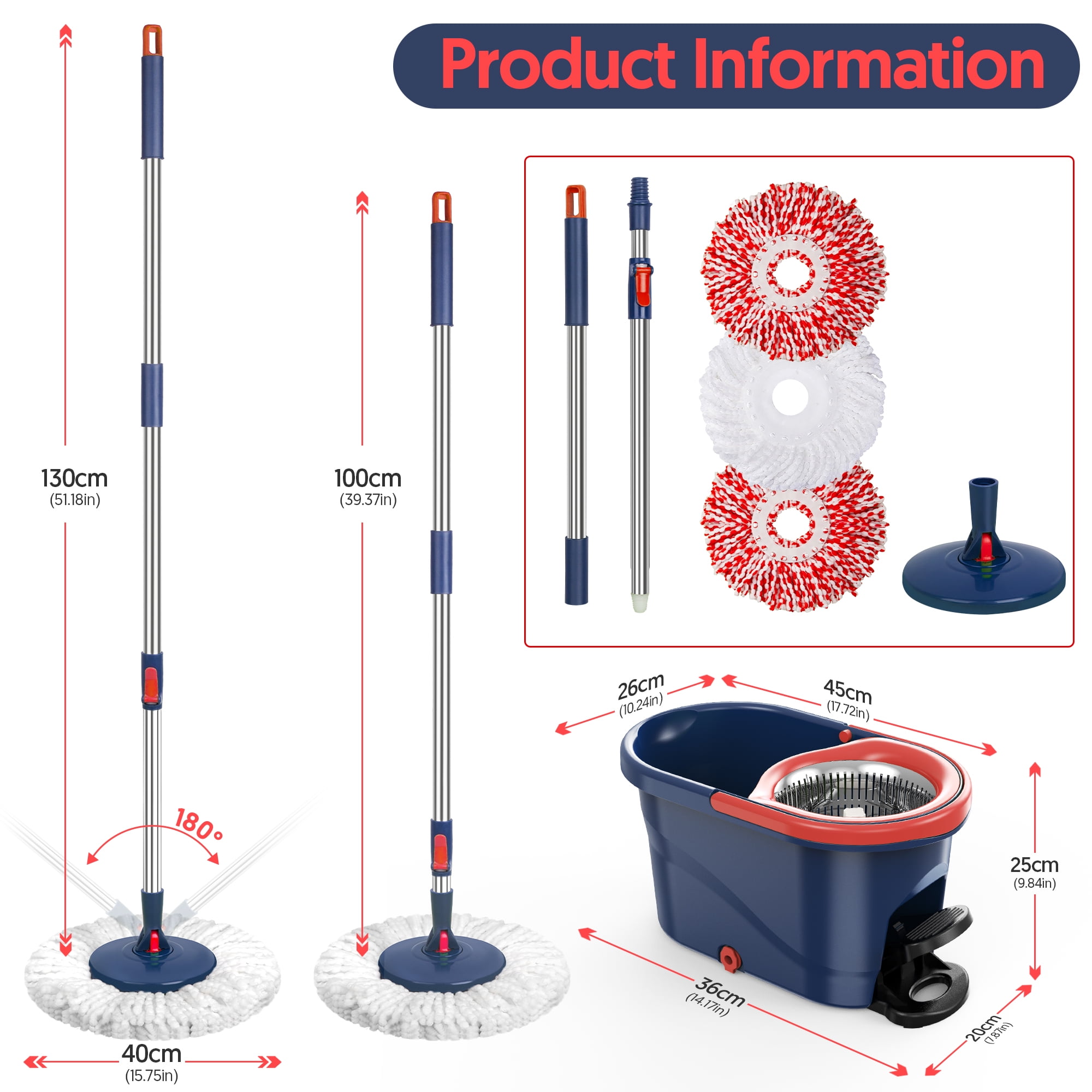 Sugarday Spin Mop and Bucket System with Wringer for Floors