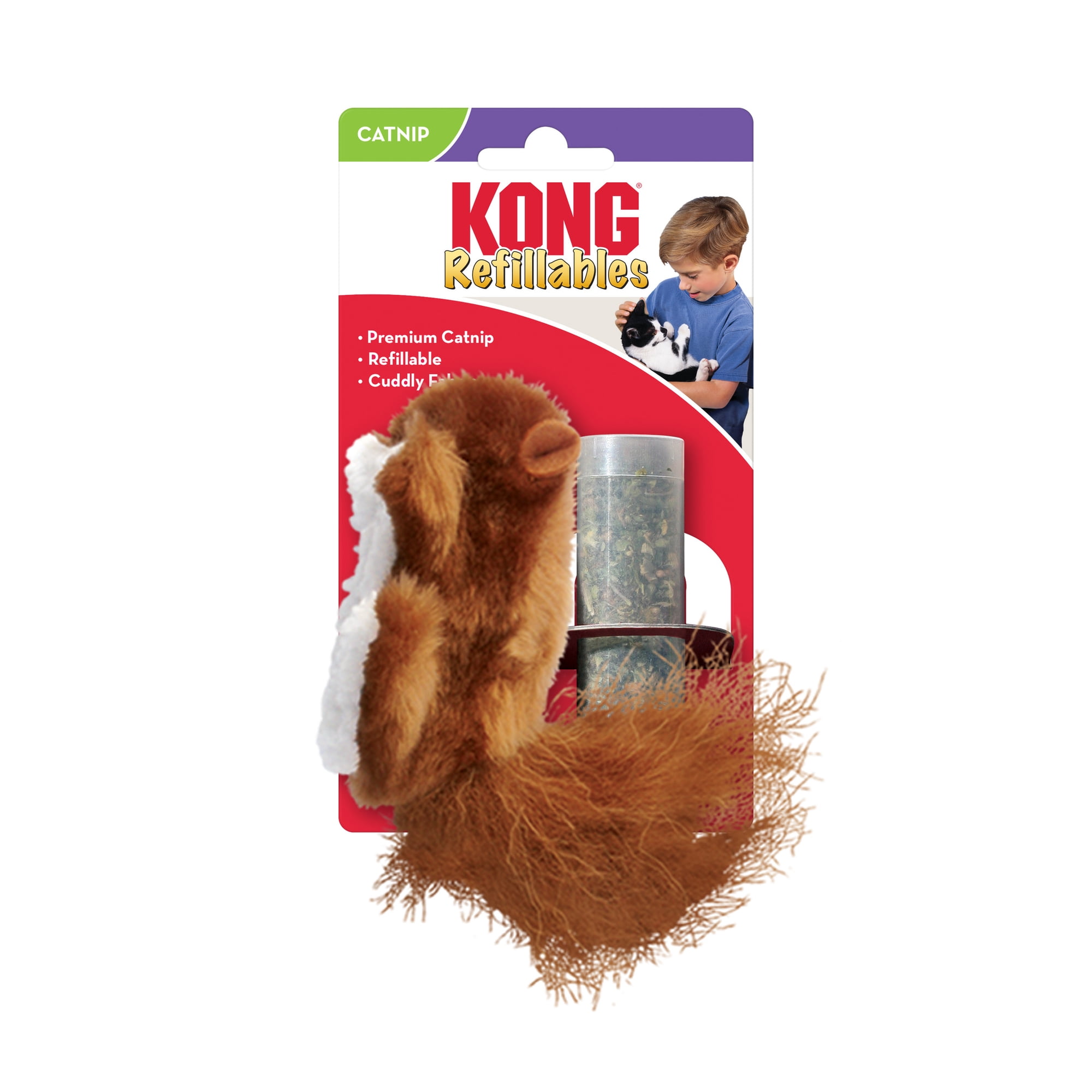 KONG® Refillables Catnip Toy, Squirrel, with Premium North American Catnip