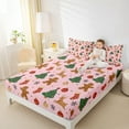 thumbnail image 4 of Manfei Cute Gingerbread Xmas Tree Twin Sheet Sets, Christmas Stocking Snowflake Twin Fitted Sheet, New Year Festival Flat Sheet Ultra Soft Home Decor 3 Pieces, 4 of 7