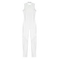 thumbnail image 3 of ZDHoor Girls Mesh Patchwork Gymnastic Jumpsuit Yoga Sports Unitard Faux Diamonds Figure Skating Leotard White 6, 3 of 7