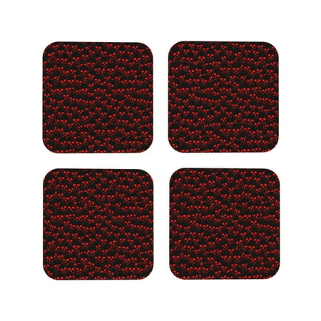 

Honeii Red Skulls 4 Print Leather Coaster Set of 4 Ideal for Safeguarding Your Furniture from Drinks Spills and Effortless Cleanup-Square