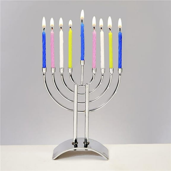 Rite Lite M-17007 4 x 5 in. Handcrafted Steel Mini Menorah Set with 24 Birthday Candles, Pack of 3