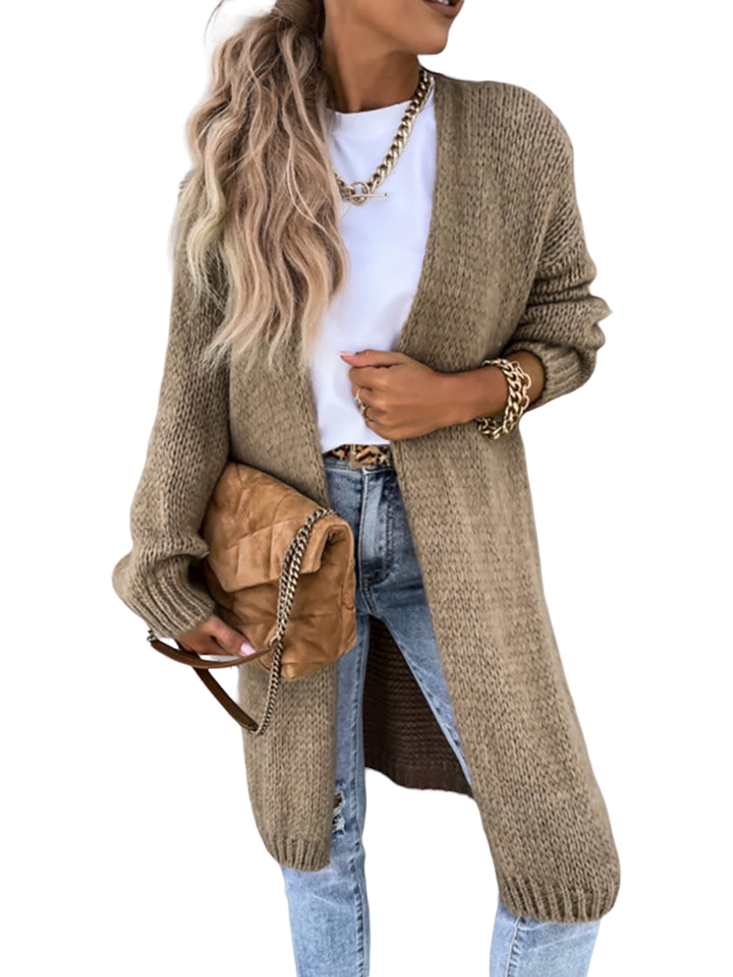 FASHIONWT Women Kaftan Style Cardigan Crochet Knitted Sweater Cover-up -  Walmart.com