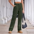 thumbnail image 3 of Pantalones Cargo for mujer, pantalones elásticos de cintura alta, pantalones de viaje de pierna ancha, pantalones casuales holgados, ropa de calle de senderismo con múltiples bolsillos, 3 of 7