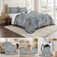 thumbnail image 6 of King Quilt Set 96''x106'', Blue Seaports Lightweight Bedspread Coverlet Set with 2 Pillow Shams, Vintage Ocean Anchor Shark Farmhouse Wood Breathable All Season Quilt Bedding for Bedroom/Guest Room, 6 of 9