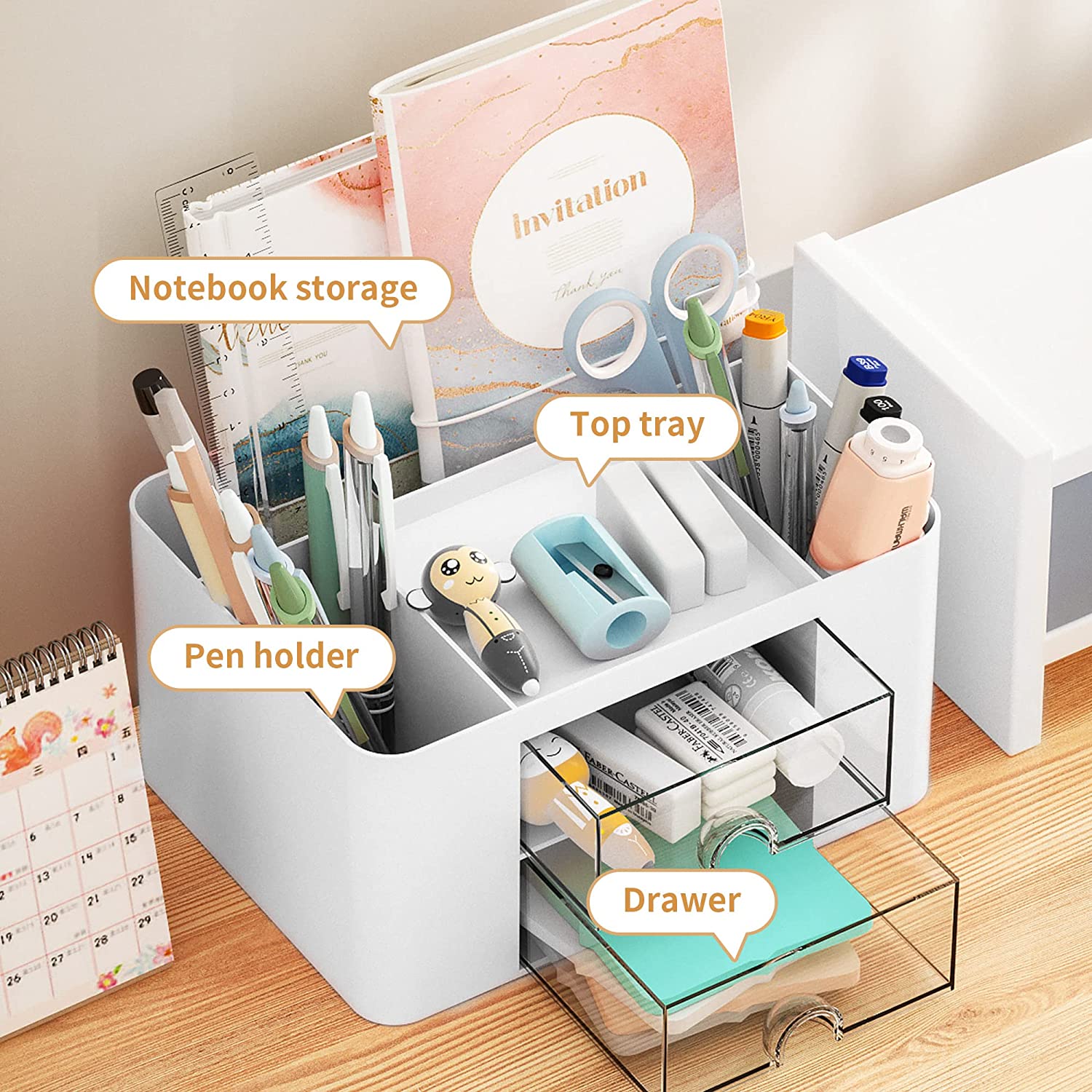 Marbrasse Pen Organizer with Drawers and Compartments photo 3