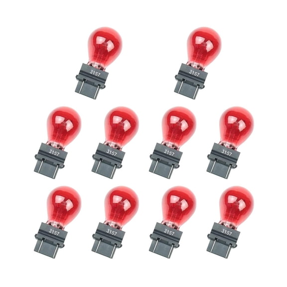 10 PCS 3157 Car Bulb, 12V Halogen Brake Light, Tail Light, Reverse Light, Turn Signal Bulb Replacement, Universal Fit for Most Cars (Red)