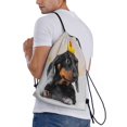 thumbnail image 3 of Drawstring Backpack - Dachshund Sitting in Bathtub Splash Proof Small Drawstring Gym Bag for Women Men, Cinch Sports String Bag Backpack for Travel Swimming Beach, 3 of 8
