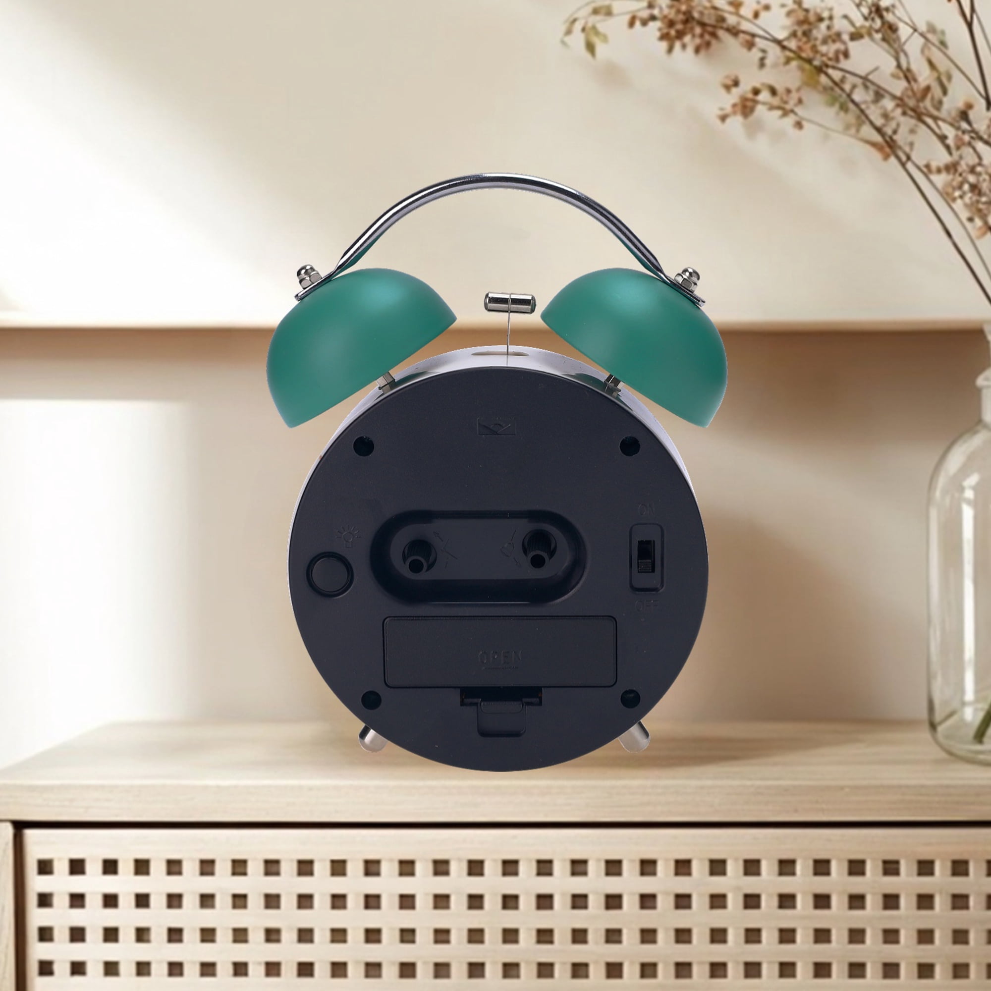Unique Bargains 2 Pcs Old Fashioned Circle Loud Alarm Clock Green