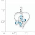 thumbnail image 2 of Sterling Silver Rhodium Sw Blue Topaz & Diamond Butterfly Heart Pendant (25 X 18) Made In India qdx510, 2 of 2