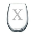 thumbnail image 1 of 4-pc Classic Initial Engraved 15 oz Stemless Wine Glass, Letter X, 1 of 3