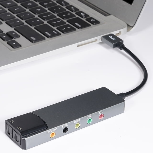 Tarjeta de sonido óptica externa USB 6 en 1 Adaptador convertidor de audio multifunción para portátiles Tarjeta de sonido de aluminio