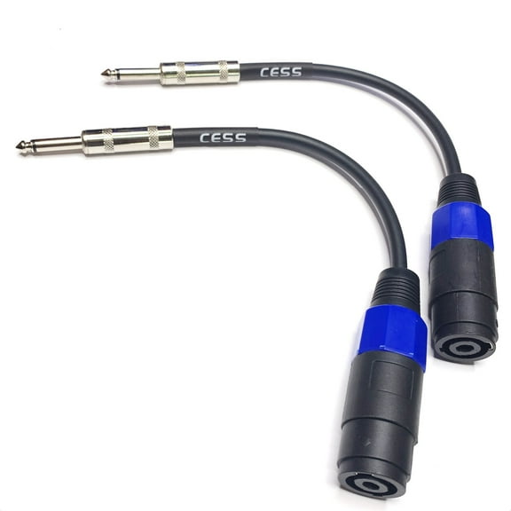 CESS-010 Speakon Speak-on Female Jack To 1/4 TS Male Speaker Cable - 2 Pack