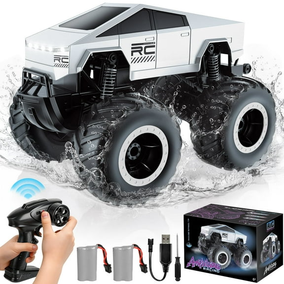 Huge Wave 1:16 RC Monster Truck, Waterproof Amphibious Remote Control Car, 2.4GHz 4WD Off-Road Stunt Car, Christmas Birthday Gift Toys for Boys & Girls Kids Ages 4-12