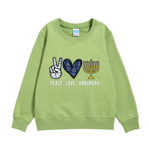 WOYY Girls Sweatshirt Hanukkah Menorah Crewneck Pullover Top Clothes for Girl, Sizes 18-24M