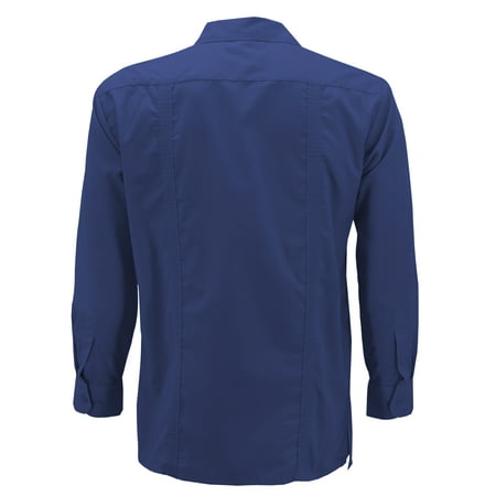 cuban guayabera embroidered casual navy sleeve button xl shirt beach dress