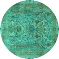 thumbnail image 1 of Ahgly Company Machine Washable Indoor Round Persian Turquoise Blue Traditional Area Rugs, 5' Round, 1 of 4