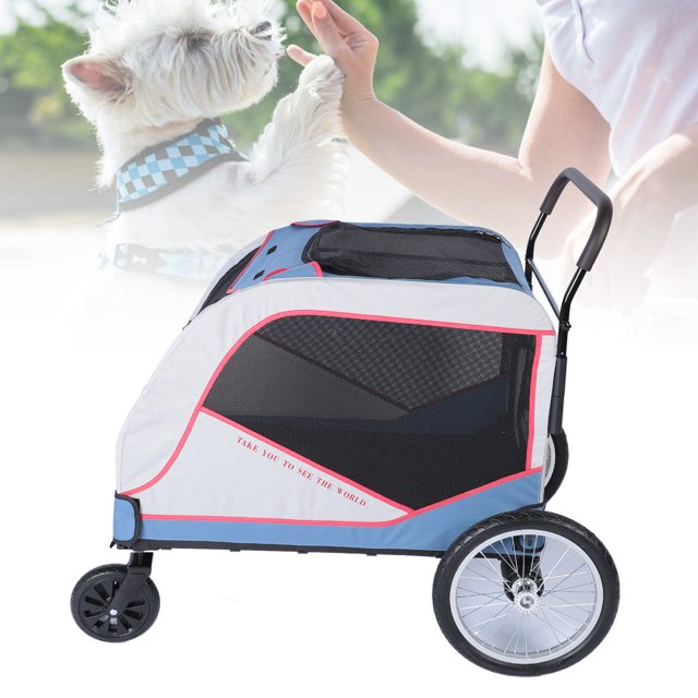 Extra Large Dog Stroller for Dogs Up to 176.4lbs, 4 Wheel Handle Adjustable Pet Stroller for Large Dogs, Dog Jogging Carriage Stroller Folding Extra Large Dog Carriage for Outdoor