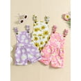 thumbnail image 3 of Suagox Little Girl Summer Overall Shorts Casual Floral Print Sleeveless Romper Jumpsuit for Newborn Toddler Cute Clothes for 12-18 Months And 1-5 Years Old Baby, 3 of 10