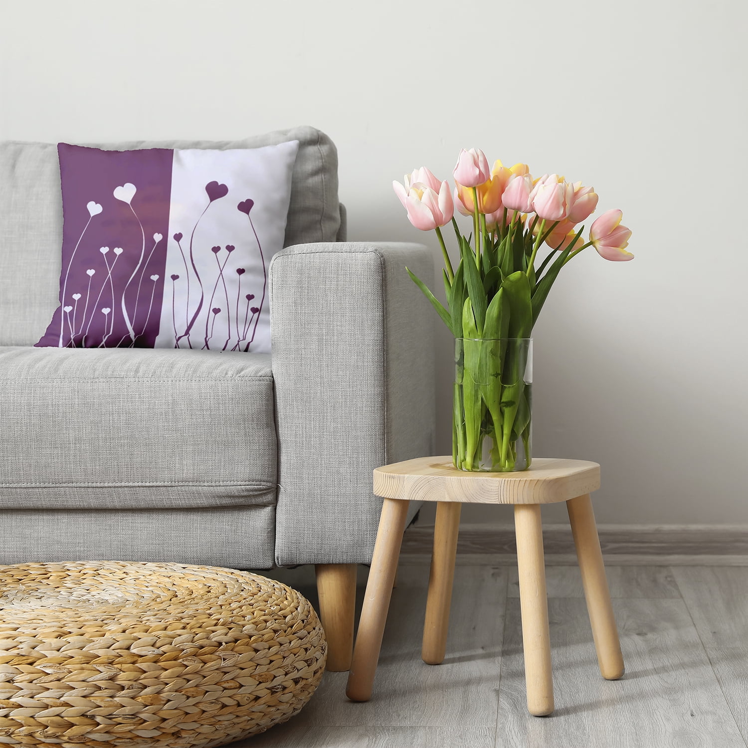 26" x 26" Simply Daisy Growing Love Polyester Accent Pillow, Muted Purple Qty 1