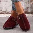 thumbnail image 2 of Women's Platform Clogs Wide Toe Box Lightweight Non Slip Mules Comfortable Suede Closed Toe Slip On Wedge Sandals Red Size 9, 2 of 6