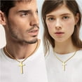 thumbnail image 3 of APSVO Gold Cross Necklaces for Men Boys Stainless Steel Cross Pendant Chain Religious Christian Birthday Valentines Day Jewelry Gifts Teen Him Boyfriend Dad Son Adults Kids Ideas 18/20/22/24 Inch, 3 of 6