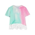 thumbnail image 3 of Uxgjfwu Girls Short Sleeve T-Shirt Crewneck Layered Print Short Sleeve Cute Blouse Lace Tee Top Summer Clothes, Sizes 3-14, 3 of 4
