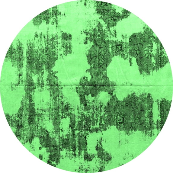 Ahgly Company Indoor Round Abstract Emerald Green Modern Area Rugs, 5' Round