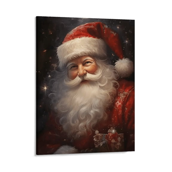 Framed Santa Claus Portrait Wall Art Print,Holiday Home Decor for Living Room Office Farmhouse Christmas Decoration,Ready to Hang Christmas Art