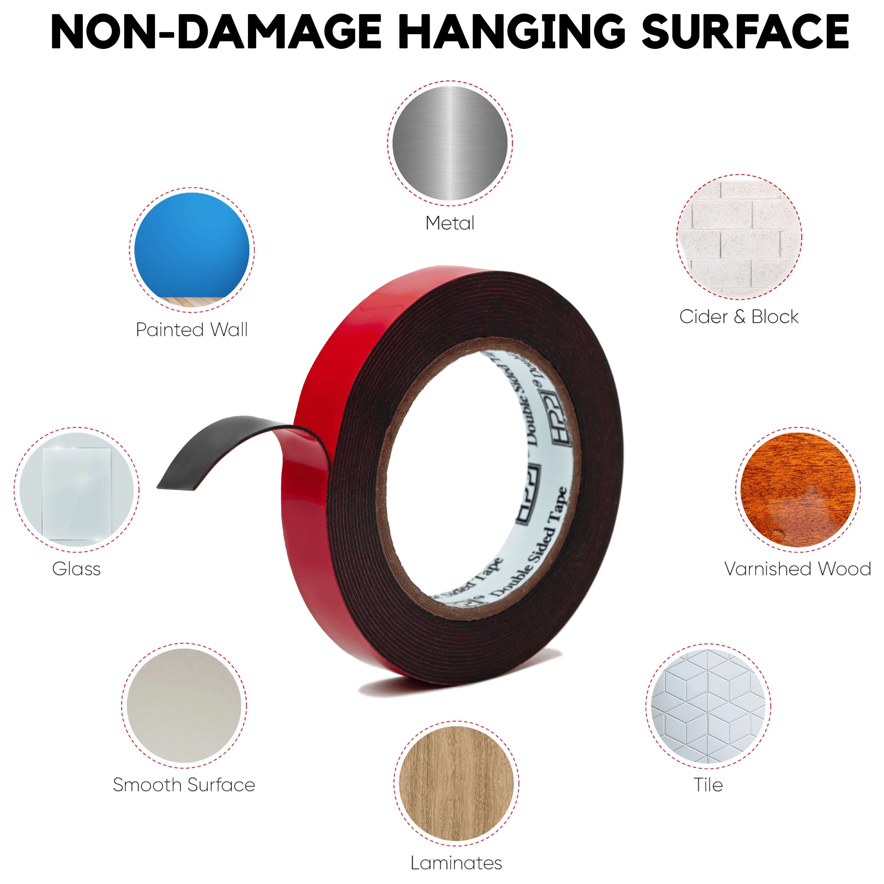 HPP Heavy Duty Double Sided Tape ,Strong and Thin Mounting Tape Black 0.75in x 15yd