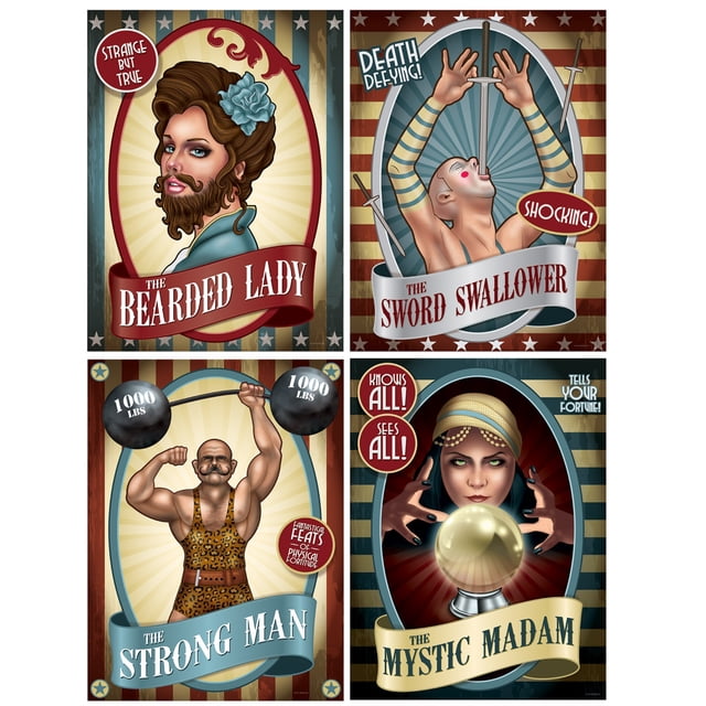 Recortes de carteles de circo vintage, (paquete de 12) The Beistle Company 54982