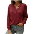 thumbnail image 1 of Tops Para Mujer Blusa Casual Elegante Camisas de Manga Larga Camisa de Botón Sólido Con Cuello en V de Moda Odeerbi  ODB166871, 1 of 6
