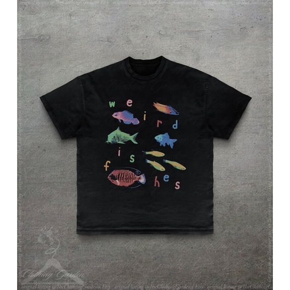 Weird Fishes Graphic Tee, Radio Head Style Graphic Tee, Fish T-Shirt for Men Women, Retro Colorful Fish Shirt, Unisex Cotton T-Shirt, Sizes S-3XL