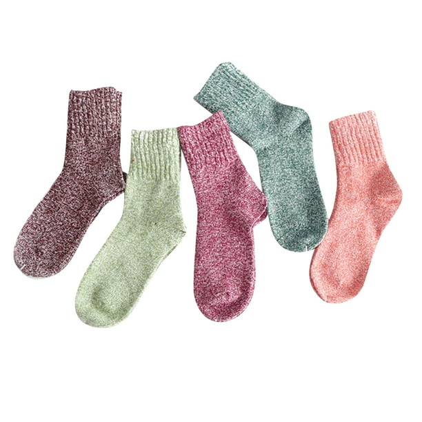 EeaseMX 5 pares de calcetines deportivos informales, suaves, de lana y cachemira para mujer, gruesos, cálidos y lisos.