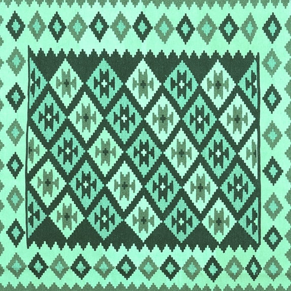 Ahgly Company Indoor Square Southwestern Turquoise Blue Country Area Rugs, 3' Square