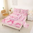 thumbnail image 2 of Manfei Pink Ribbon Bow Bed Sheets For Girls,Kids Letter D Personalized King Sheets,4 Pieces, 2 of 6
