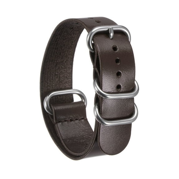 Uxcell Genuine Leather Watch Band 20mm Quick Release Watch Strap with Silver Metal Buckle for Men Women, Dark Brown