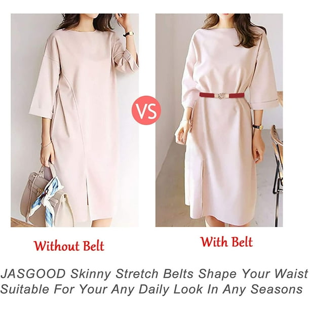 JASGOOD Women Stretchy Waist Belt Retro Elastic Skinny Belt for Ladies with  Gold Buckle : : Clothing, Shoes & Accessories