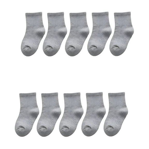 TELOLY 10pairs/Lot Children White Black Pure Socks for Girls Kids School Socks Soft Breathable Warm Cotton Socks GRAY 7 to 9 years