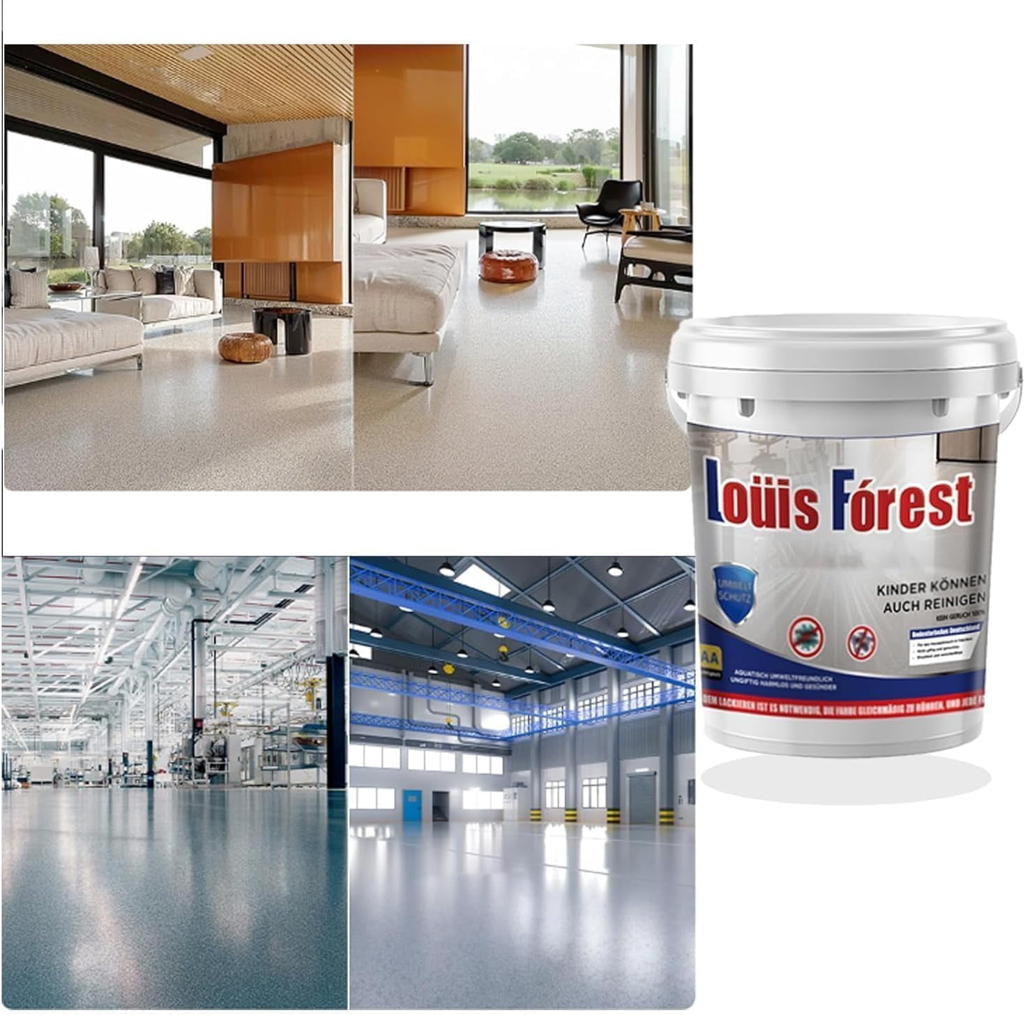 Louis Forest Epoxy Floor Paint, Louis Forest Floor Coating, No Pungent Smell High-Gloss Marble Effect Epoxy Floor Coating, Waterproof Non-Slip Water-Based Epoxy Louis Forest Floor Paint (Light Gray)
