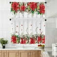 thumbnail image 5 of Christmas Poinsettia Curtain Valances Set Decoration, Suitable for Kitchen, Bedroom, 54lx18w Inch 27lx24w Inchx2, Xmas Elegant Holiday3-Panel Set, 5 of 7