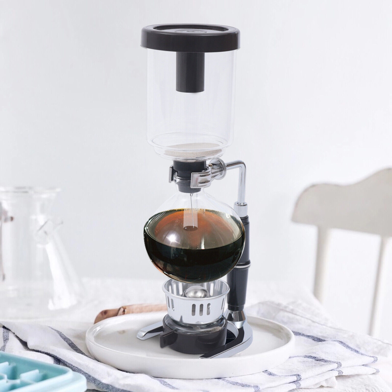 Siphon Coffee Maker 5-Cup Tabletop Vacuum Coffeemaker Pot Glass Type 500ml