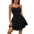 thumbnail image 2 of Aimik Women's Corset Mini Dress Summer Spaghetti Strap Ruched Front Solid Mini Skater Dress A-Line Flowy Short Dress, 2 of 6